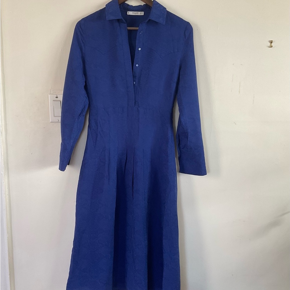 Mango Suit Blue Snake Print Shirt Dress – Chic & Flowy, size XS